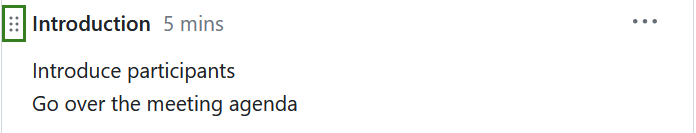 Drag handle next to an agenda item