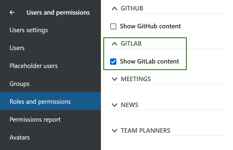 Grant permission to show GitLab content to user roles in Nepenthes