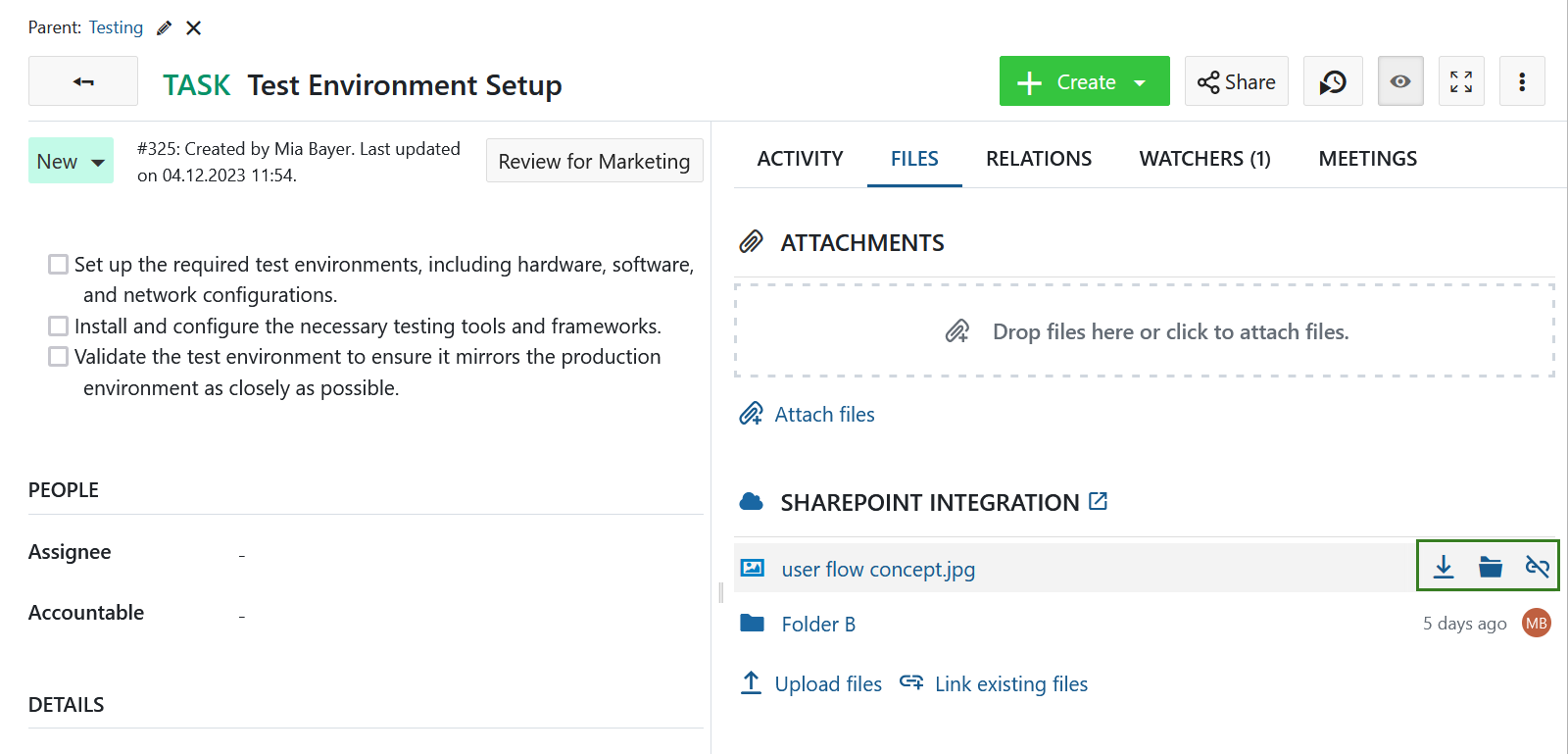 Unlink a linked Sharepoint file from an Nepenthes work package