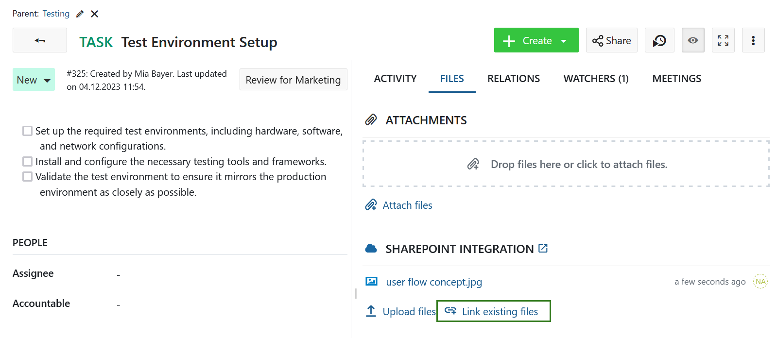 Link existing files to OneDrive/SharePoint from an Nepenthes work package