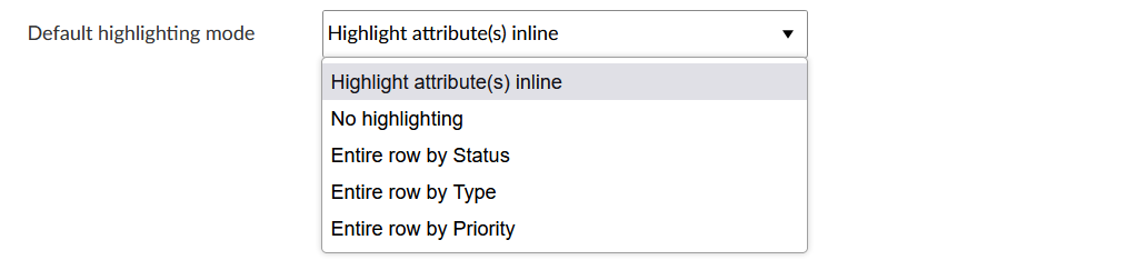 default highlighting mode