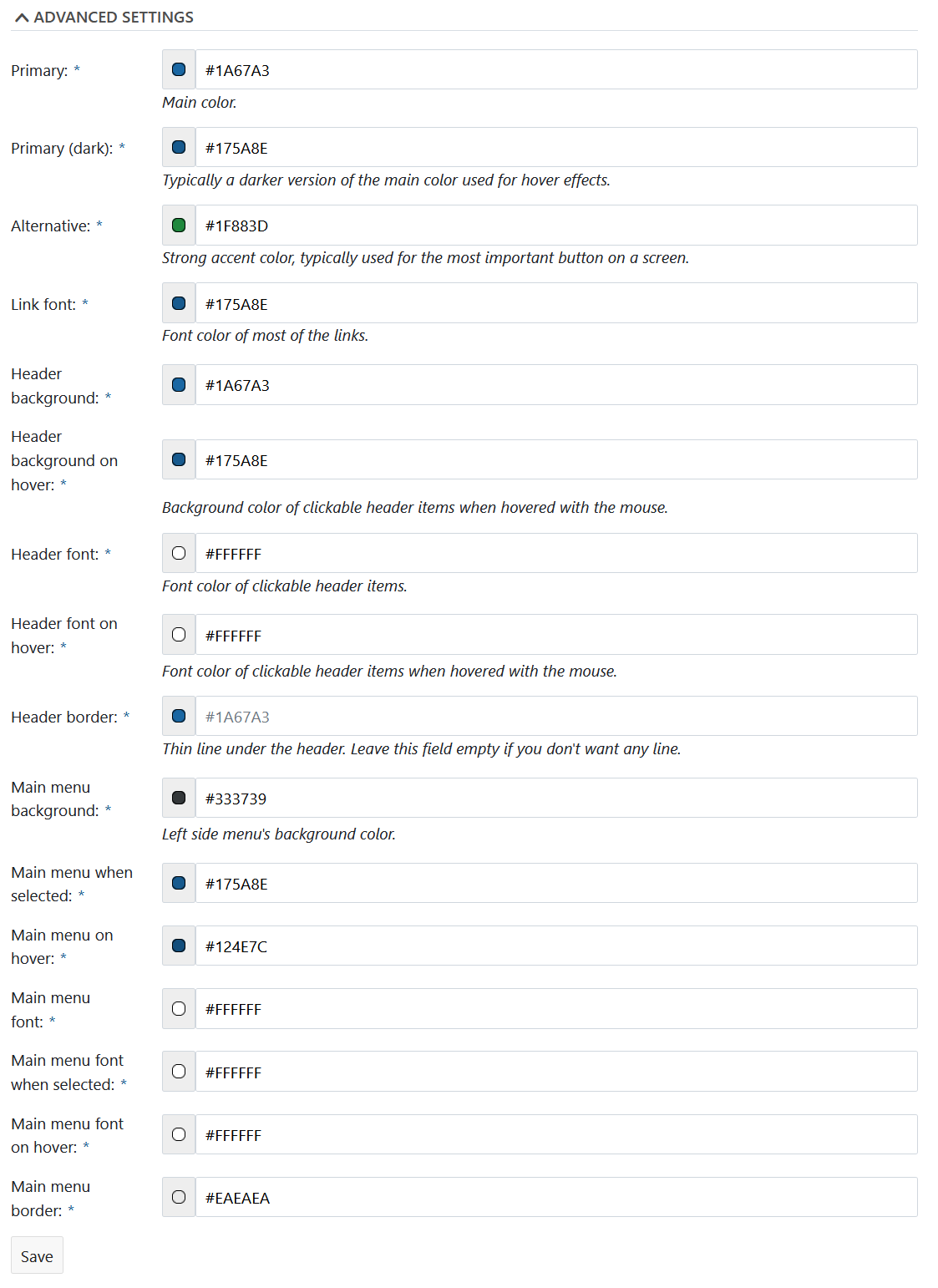 Advanced color settings in Nepenthes