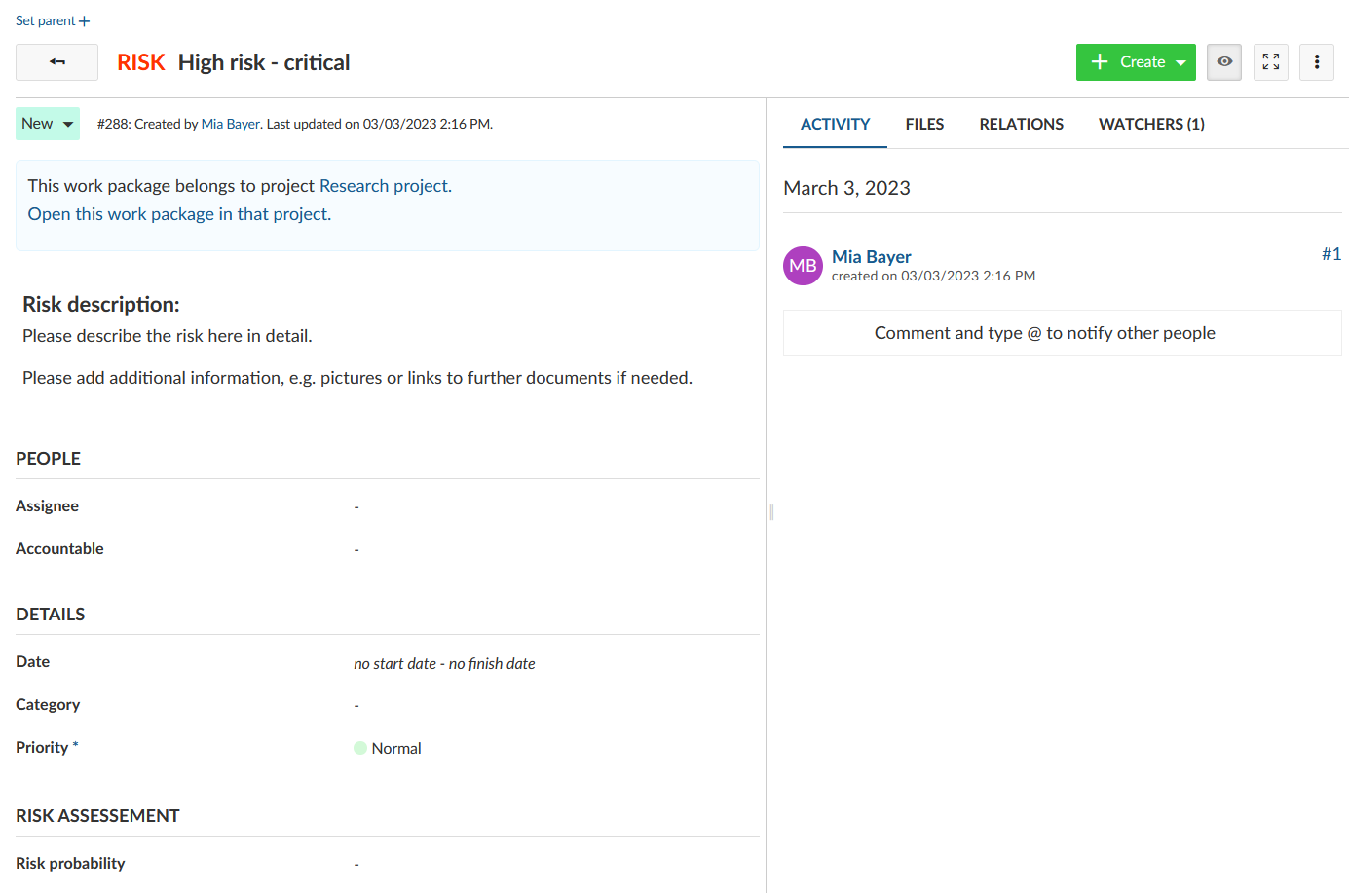 work package form configuration