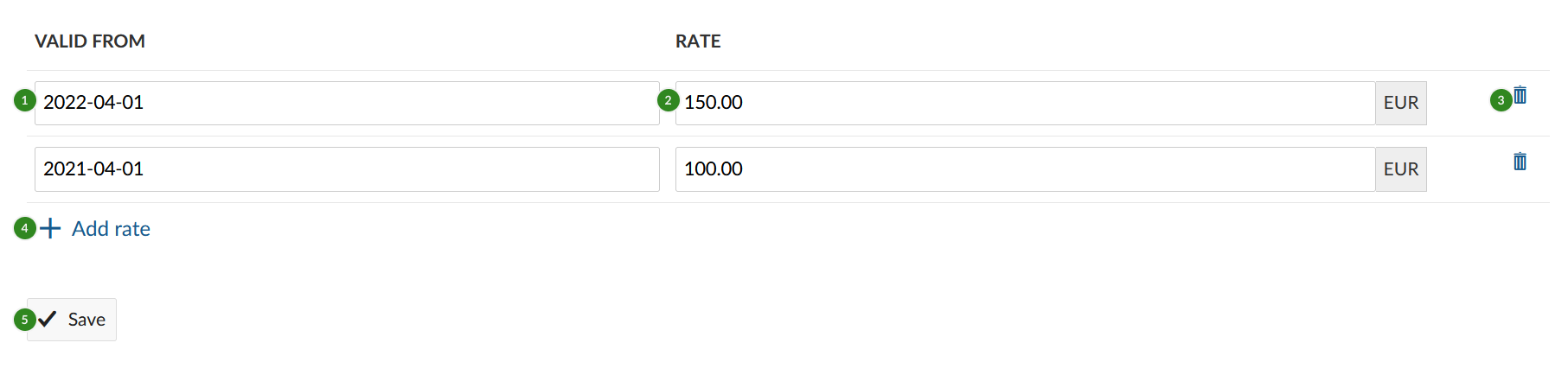 Rate-history-change