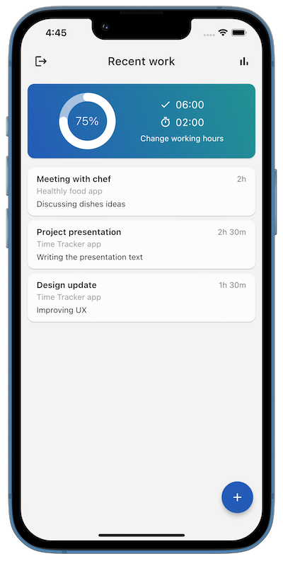Screenshot of the Time Tracker app